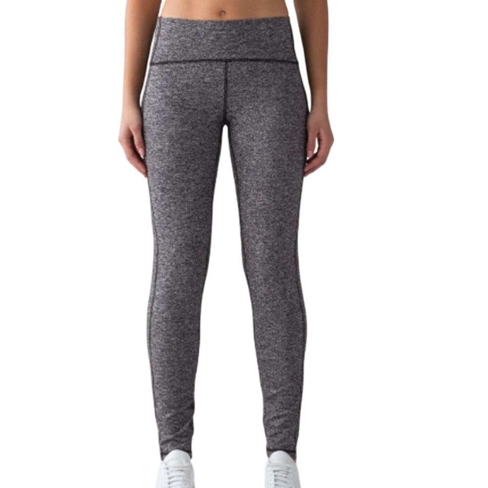 Lululemon Out To Lunge Untight Tight Heather Black Pilates Yoga Workout Leggings